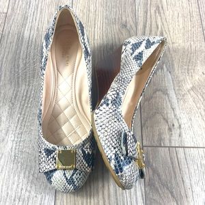 Cole Haan Grand OS Snakeskin Bow Toe Wedges 6